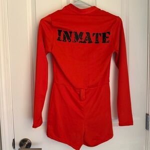 Orange Inmate Spirit Halloween Costume Romper, 3 Pieces. Used. Small.